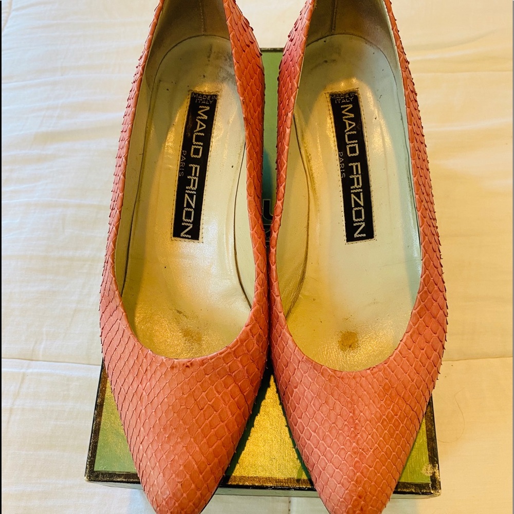 PINK MAUD FRIZON unique snake skin shirt heels